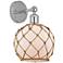 Edison Farmhouse Rope 12"H Chrome Sconce w/ White Glass Brown Shade