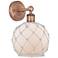 Edison Farmhouse Rope 12"H Copper Sconce With White Glass Shade