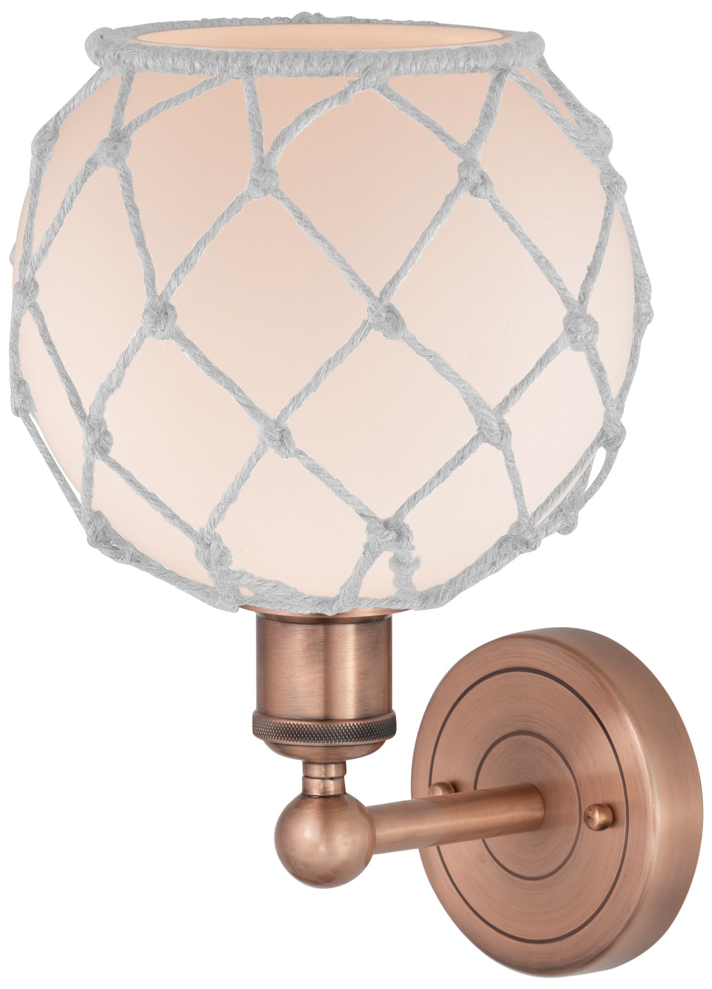 Image 2 Edison Farmhouse Rope 12"H Copper Sconce With White Glass Shade more views