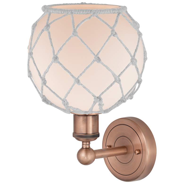 Image 2 Edison Farmhouse Rope 12"H Copper Sconce With White Glass Shade more views