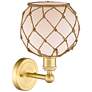 Edison Farmhouse Rope 12"H Gold Sconce w/ White Glass Brown Shade