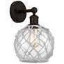 1_Edison Farmhouse Rope 12"H Oiled Bronze Sconce w/ Clear White Shade