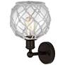 2_Edison Farmhouse Rope 12"H Oiled Bronze Sconce w/ Clear White Shade more views