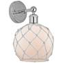 1_Edison Farmhouse Rope 12"H Polished Chrome Sconce w/ White Glass Shade