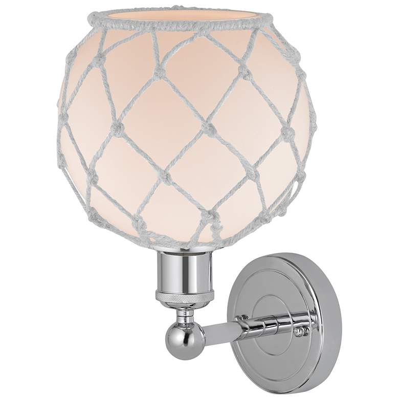 Image 2 Edison Farmhouse Rope 12"H Polished Chrome Sconce w/ White Glass Shade more views