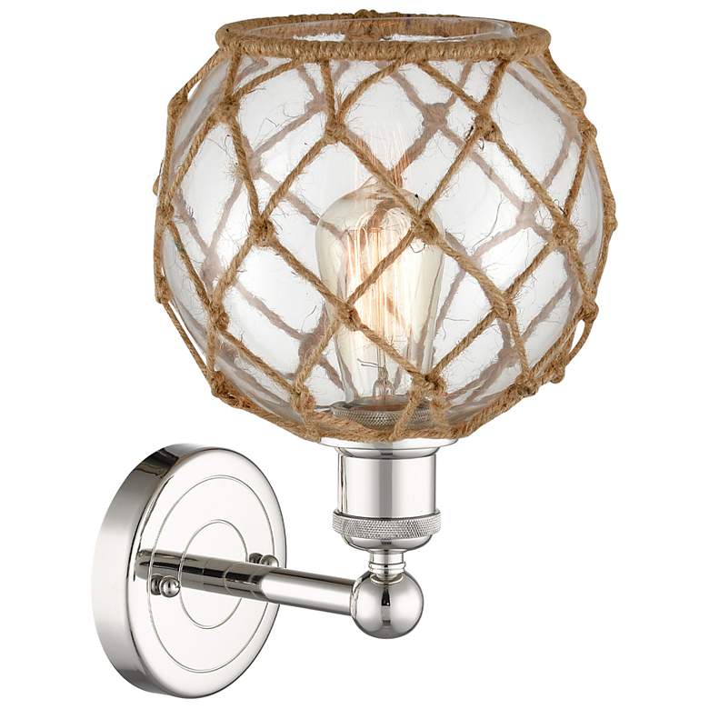 Image 2 Edison Farmhouse Rope 12"H Polished Nickel Sconce w/ Clear Brown Shade more views