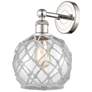 1_Edison Farmhouse Rope 12"H Polished Nickel Sconce w/ Clear White Shade
