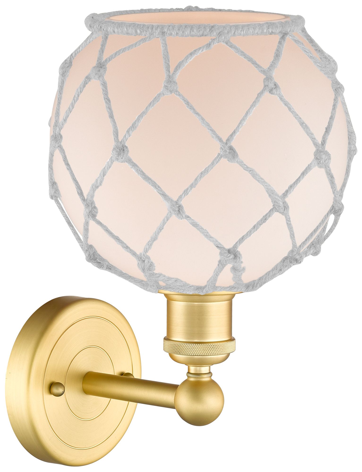 Image 2 Edison Farmhouse Rope 12"H Satin Gold Sconce With White Glass Shade more views