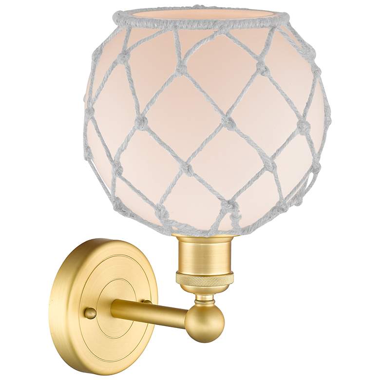 Image 2 Edison Farmhouse Rope 12"H Satin Gold Sconce With White Glass Shade more views