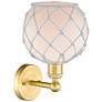 2_Edison Farmhouse Rope 12"H Satin Gold Sconce With White Glass Shade more views