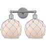 1_Edison Farmhouse Rope 17"W 2 Light Chrome Bath Light w/ White Shade
