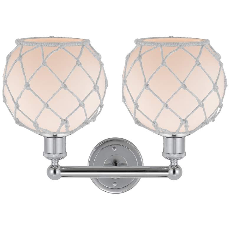 Image 2 Edison Farmhouse Rope 17"W 2 Light Chrome Bath Light w/ White Shade more views