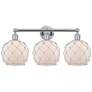 1_Edison Farmhouse Rope 26"W 3 Light Chrome Bath Light w/ White Shade