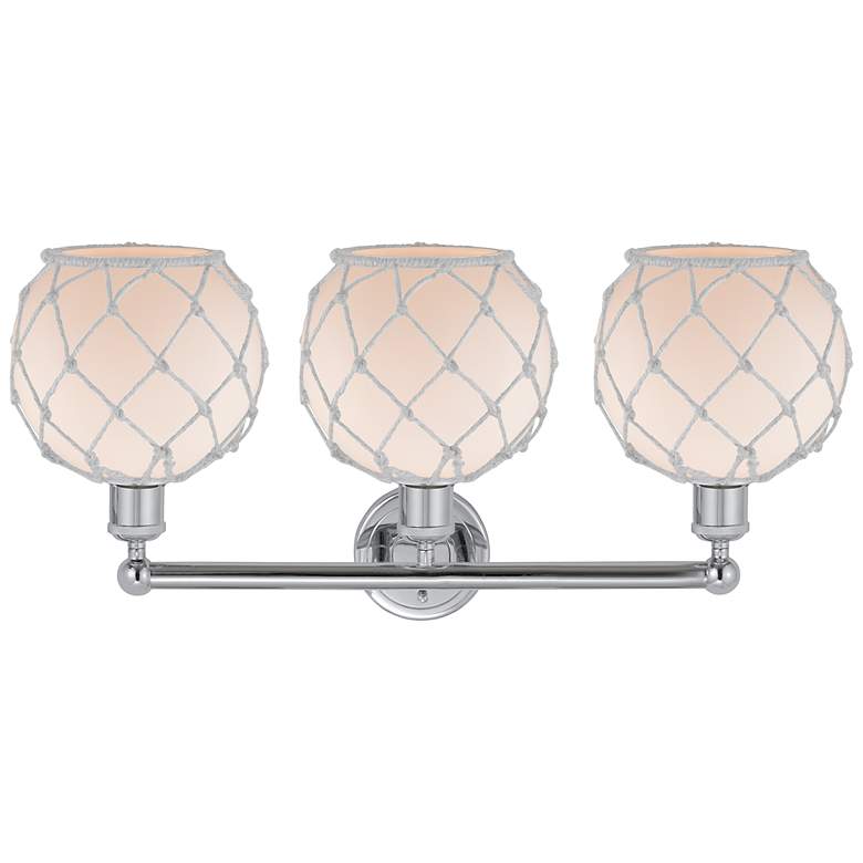 Image 2 Edison Farmhouse Rope 26"W 3 Light Chrome Bath Light w/ White Shade more views
