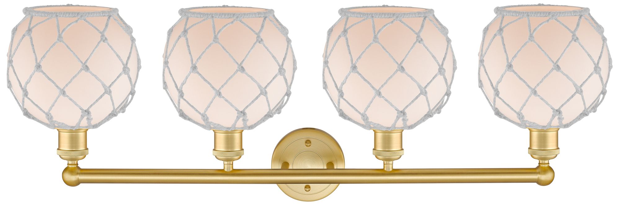 Image 2 Edison Farmhouse Rope 35"W 4 Light Gold Bath Light w/ White Shade more views