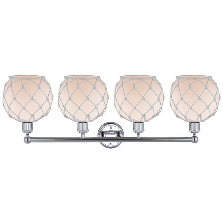 Image 2 Edison Farmhouse Rope 35"W 4 Light Chrome Bath Light w/ White Shade more views