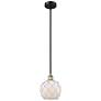 Edison Farmhouse Rope 8"W Black Brass Stem Pendant w/ White Shade