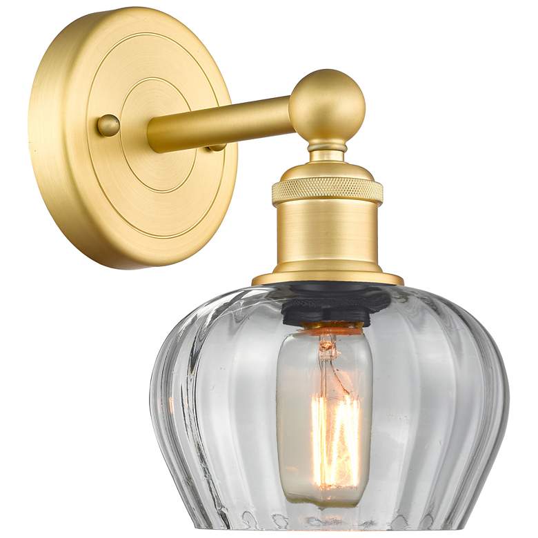 Image 1 Edison Fenton 10"High Satin Gold Sconce With Clear Shade