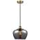 Edison Fenton 11" Antique Brass Mini Pendant w/ Plated Smoke Shade