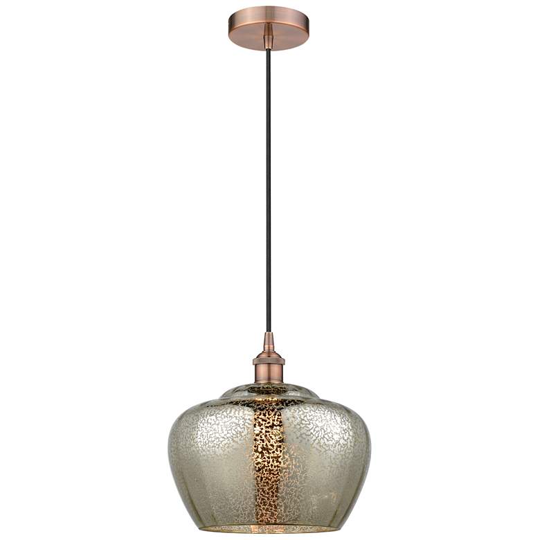 Image 1 Edison Fenton 11" Antique Copper Mini Pendant w/ Mercury Shade