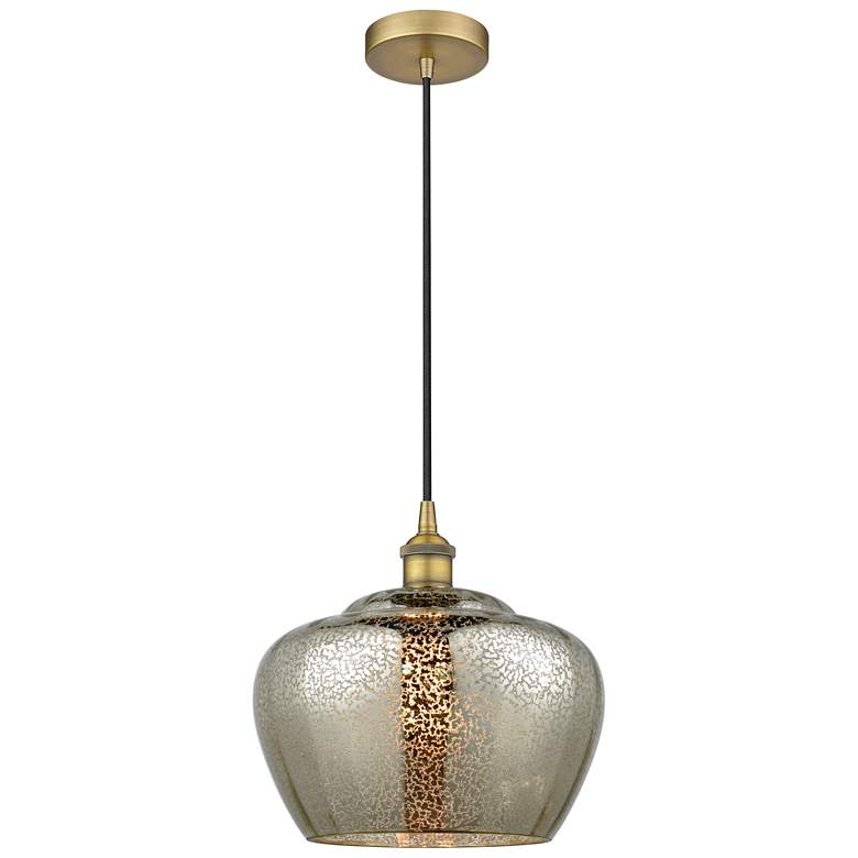 Image 1 Edison Fenton 11" Brushed Brass Mini Pendant w/ Mercury Shade