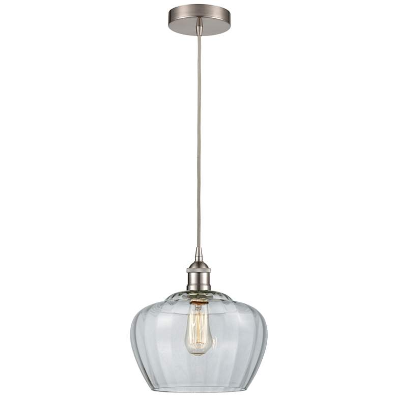 Image 1 Edison Fenton 11" Brushed Satin Nickel Mini Pendant w/ Clear Shade