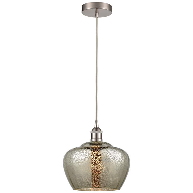 Image 1 Edison Fenton 11" Brushed Satin Nickel Mini Pendant w/ Mercury Shade