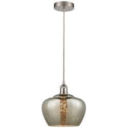 Edison Fenton 11" Brushed Satin Nickel Mini Pendant w/ Mercury Shade