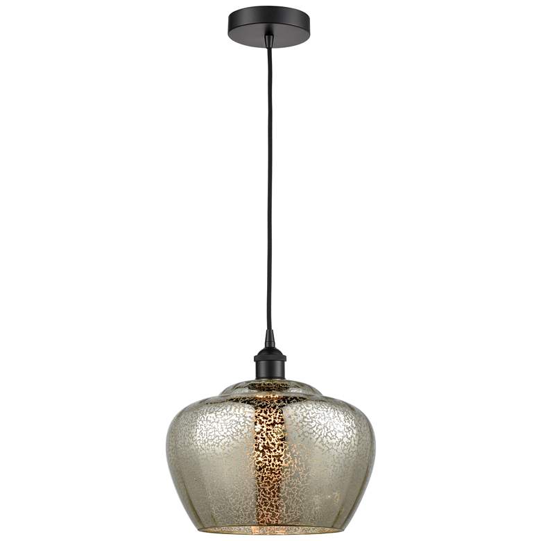 Image 1 Edison Fenton 11" Matte Black Mini Pendant w/ Mercury Shade