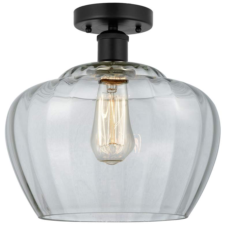 Image 1 Edison Fenton 11" Matte Black Semi Flush Mount w/ Clear Shade