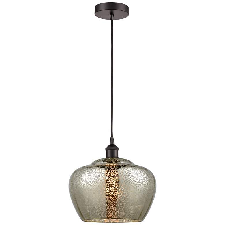 Image 1 Edison Fenton 11" Oil Rubbed Bronze Mini Pendant w/ Mercury Shade