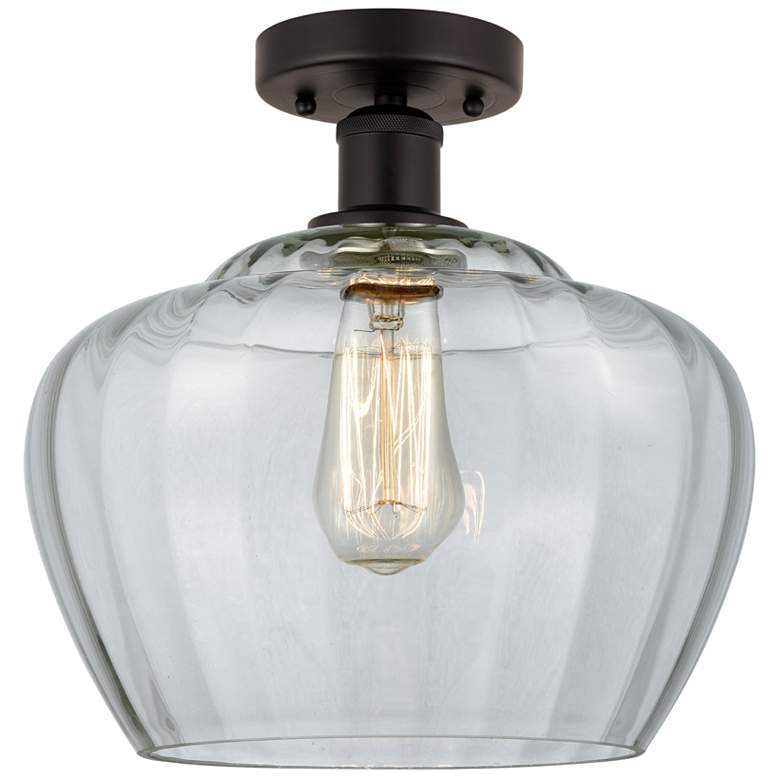 Image 1 Edison Fenton 11" Oil Rubbed Bronze Semi Flush Mount w/ Clear Shade