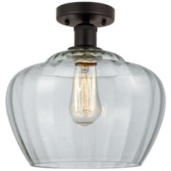 Edison Fenton 11" Oil Rubbed Bronze Semi Flush Mount w/ Clear Shade
