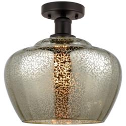 Edison Fenton 11" Oil Rubbed Bronze Semi Flush Mount w/ Mercury Shade