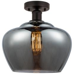 Edison Fenton 11" Oil Rubbed Bronze Semi Flush Mount w/ Plated Smoke S
