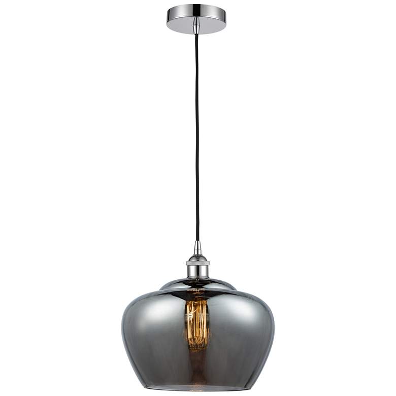 Image 1 Edison Fenton 11" Polished Chrome Mini Pendant w/ Plated Smoke Shade
