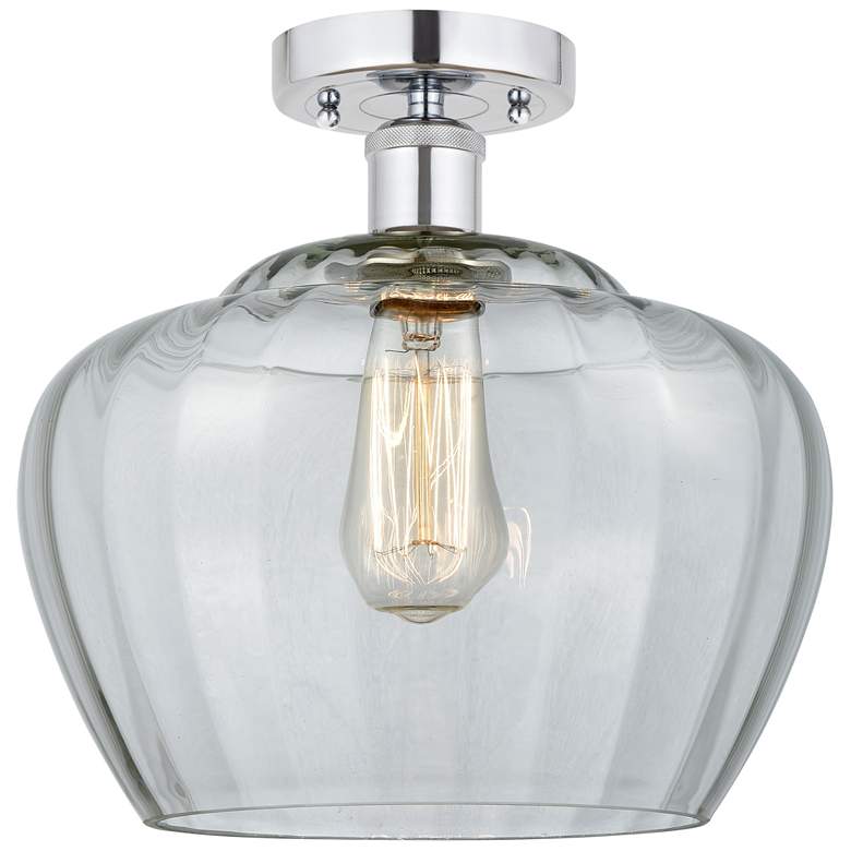 Image 1 Edison Fenton 11" Polished Chrome Semi Flush Mount w/ Clear Shade