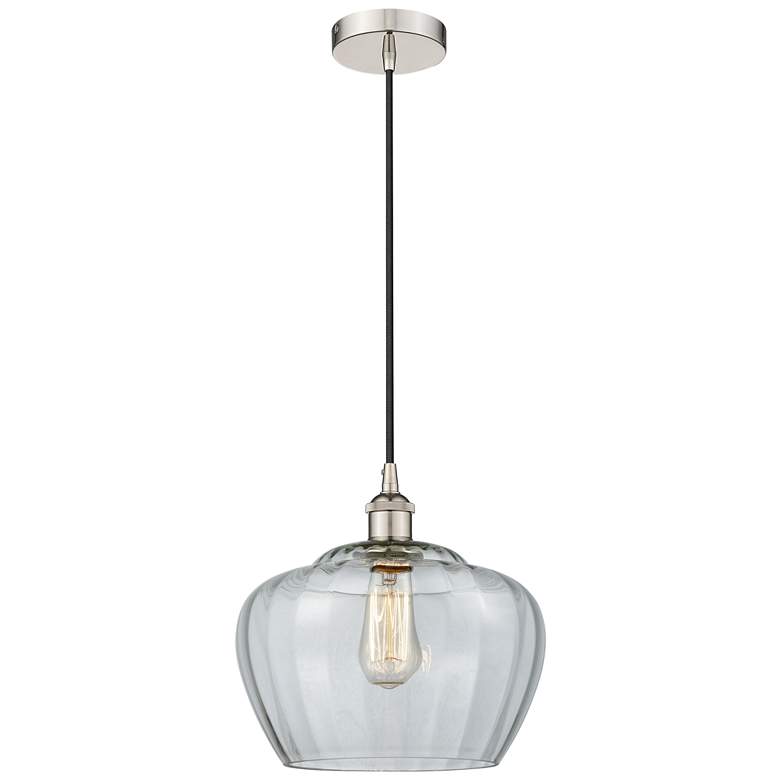 Image 1 Edison Fenton 11" Polished Nickel Mini Pendant w/ Clear Shade