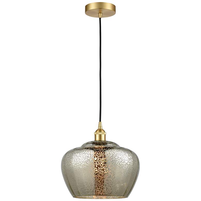 Image 1 Edison Fenton 11" Satin Gold Mini Pendant w/ Mercury Shade