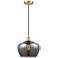 Edison Fenton 11" Satin Gold Mini Pendant w/ Plated Smoke Shade