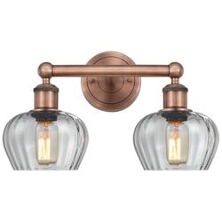 Edison Fenton 15.5&quot;W 2 Light Antique Copper Bath Light With Clear Shad