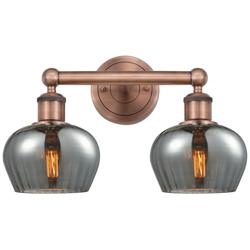 Edison Fenton 15.5&quot;W 2 Light Copper Bath Light With Smoke Shade