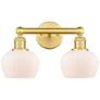 Edison Fenton 15.5"W 2 Light Satin Gold Bath Vanity Light With White S