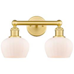 Edison Fenton 15.5&quot;W 2 Light Satin Gold Bath Vanity Light With White S