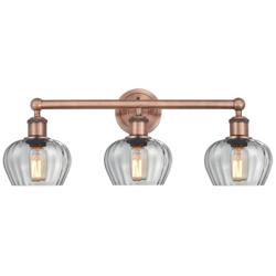 Edison Fenton 24.5&quot;W 3 Light Antique Copper Bath Light With Clear Shad