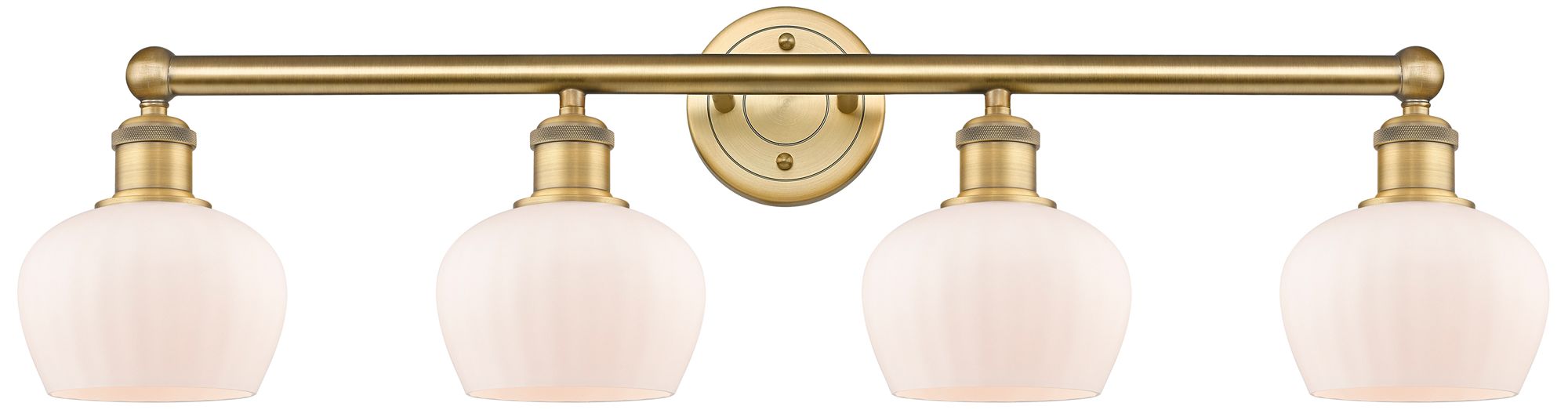 Edison Fenton 33.5"W 4 Light Brushed Brass Bath Light With White Shade ...