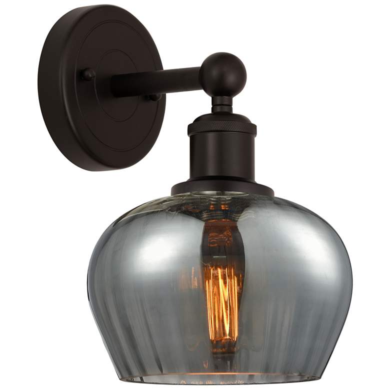Image 1 Edison Fenton 7 inch Oil Rubbed Bronze Sconce w/ Plated Smoke Shade