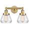 Edison Fulton 15.5"W 2 Light Brushed Brass Bath Light With Clear Shade