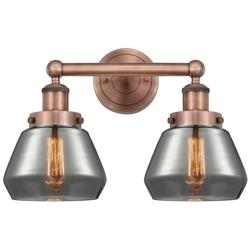 Edison Fulton 15.5&quot;W 2 Light Copper Bath Light With Smoke Shade