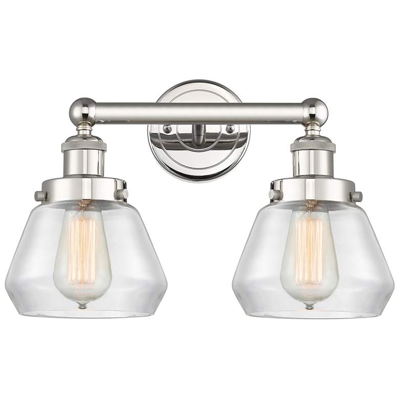 Image 1 Edison Fulton 15.5"W 2 Light Polished Nickel Bath Light With Clear Sha
